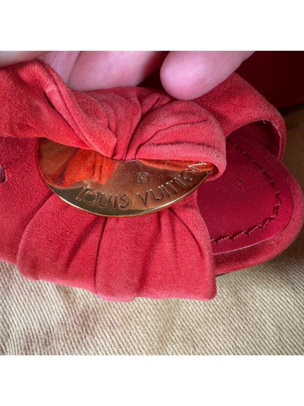 Louis Vuitton Red Suede Catania Peep Toe Platform Pumps Heels Size 38 - Picture 11 of 13